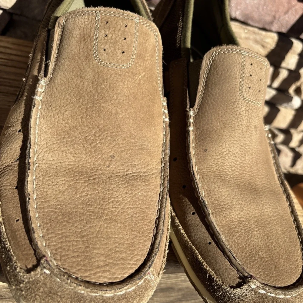 Clarks Mens Loafers 14 M Brown Suede Leather Slip On Comfort Casual Shoes - Picture 2 of 12